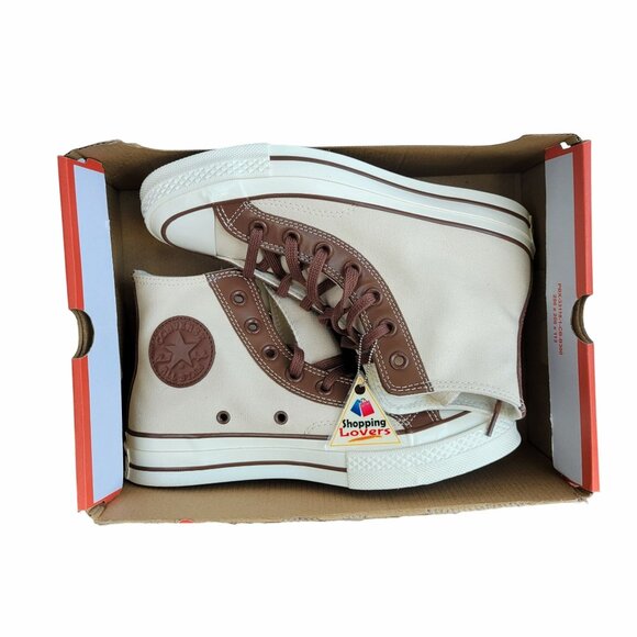 ⭐ Converse Chuck 70 High Leather Overlays 5.5 Men's Shoes Sneakers Ivory A09450C - Picture 7 of 11